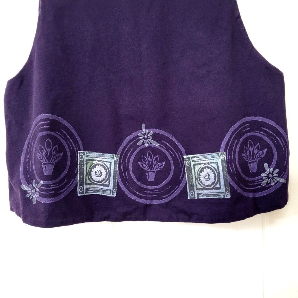 Lagen Look Art to Wear Vintage Printed Vest Purple - Picture 4 of 5
